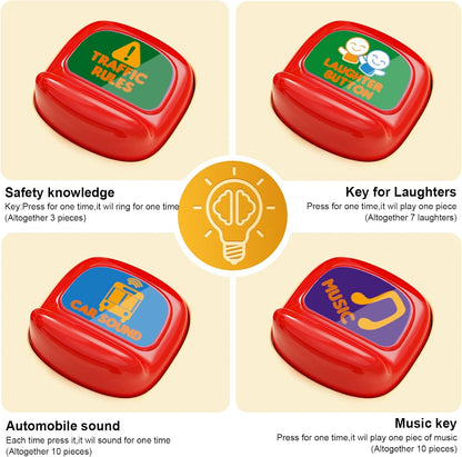 HONGTUO School Bus Toy with Sound and Light, Simulation Steering Wheel, Toddlers School Bus with