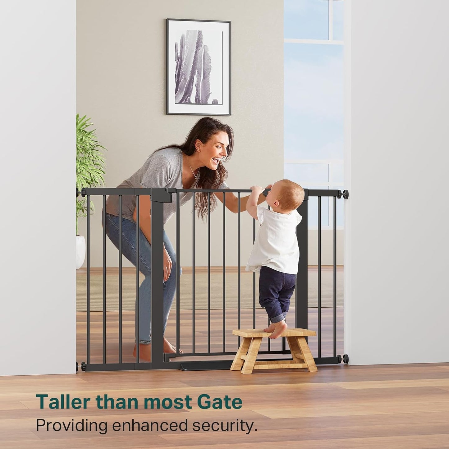 Cumbor 36" Extra Tall Baby Gate for Stairs, 29.7-48" Wide Dog Gates for Doorways, Auto Close Safety