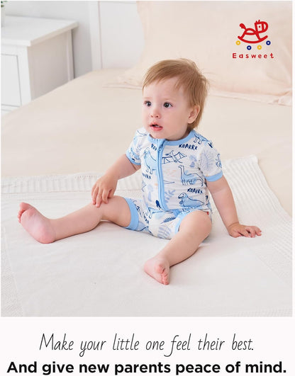 Baby Boys Bamboo Viscose Short Sleeve Romper Soft Comfy Infant Summer Jumpsuit