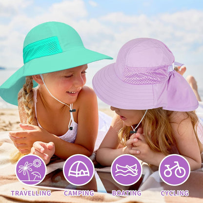 Toddler Baby Sun Hat Kids Summer UPF 50+ for Boys Girls Adjustable Beach Hats with Bucket Wide Brim