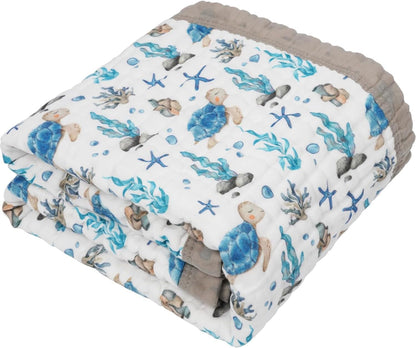 Organic Cotton Muslin Baby Blanket for Boys and Girls - Luxurious Soft Toddler Quilt for Swaddling