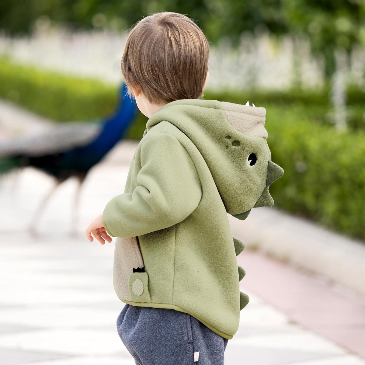 DAVE&BELLA Toddler Fleece Jacket, Baby Boys Girls Animal-shaped Hooded Zipper Long Sleeve Warm