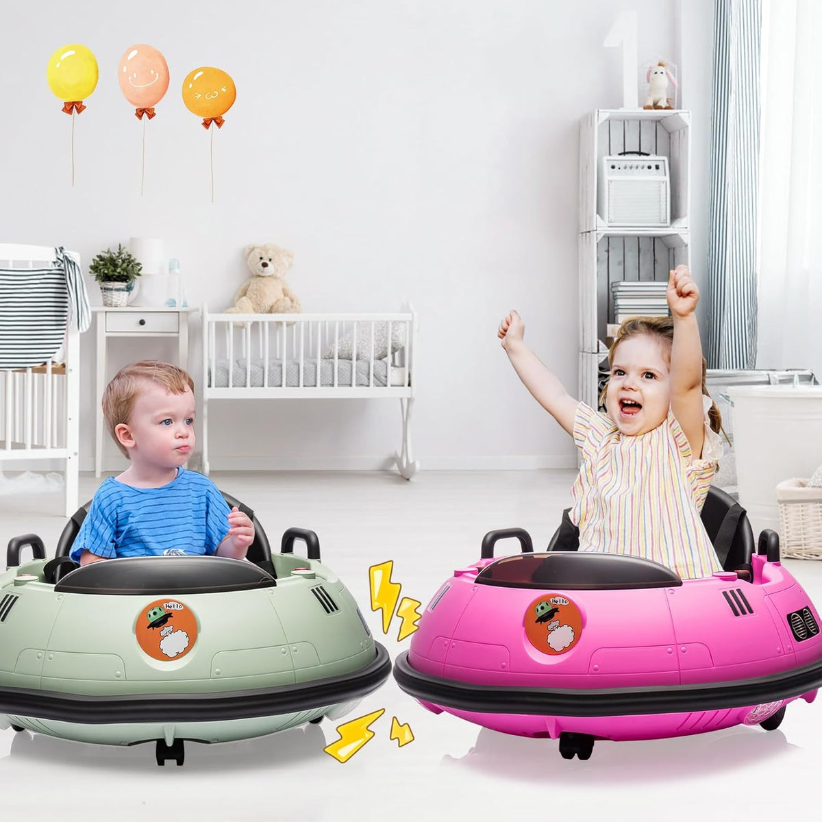 12V Electric Ride on Bumper Car for Toddlers, Kids Bumper Car with Remote Control, 360 Degree Spin