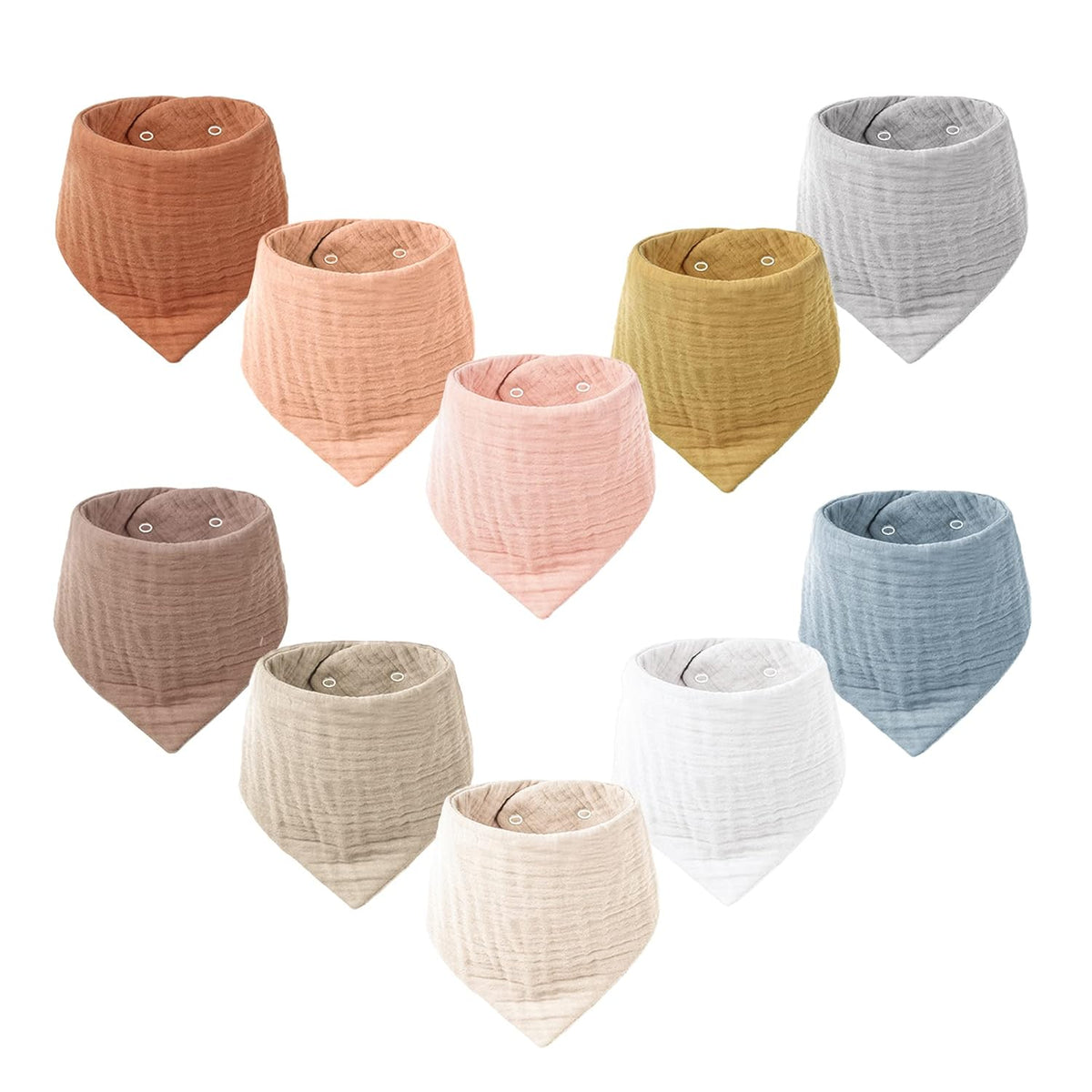 Konssy Muslin Baby Bibs 10 Pack Baby Bandana Drool Bibs 100% Cotton for Unisex Boys and Girls, Soft