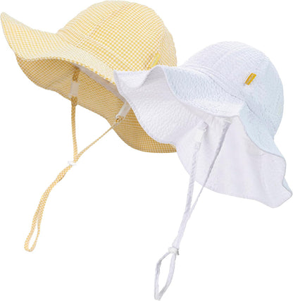Baby & Toddler Wide Brim Sun Hats UPF 50+ Sun Protection Bucket Cap Cute Adjustable Hat in