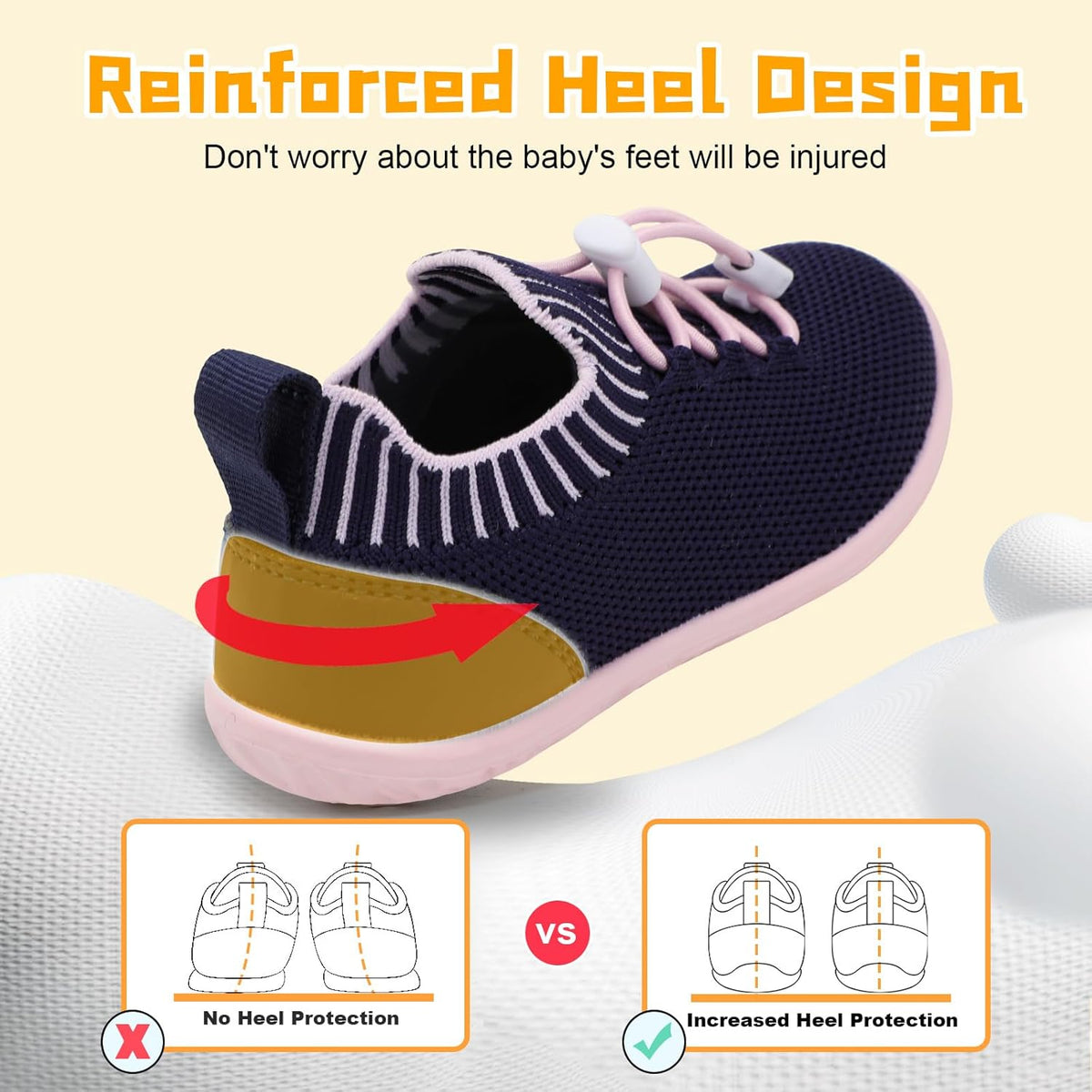 FEETCITY Baby Shoes Boys Girls First Walking Shoes Lightweight Infant Sneakers Slip On Shoe