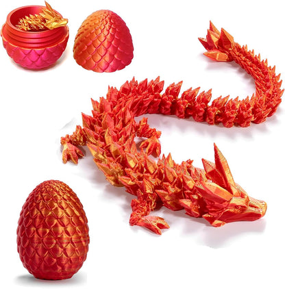 3D Printed Dragon Egg,Mystery Crystal Dragon Fidget Toys,Articulated Dragon,Home Desk Decor Easter