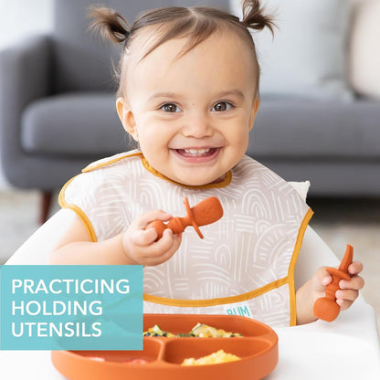 Bumkins Baby Utensils Set, Chewtensils Silicone Spoons for Dipping, Self-Feeding, Baby Led Weaning