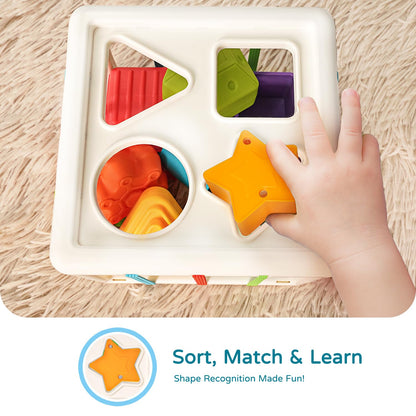 LiKee Montessori Activity Cube Toy, Sensory Shapes for Baby 12M+