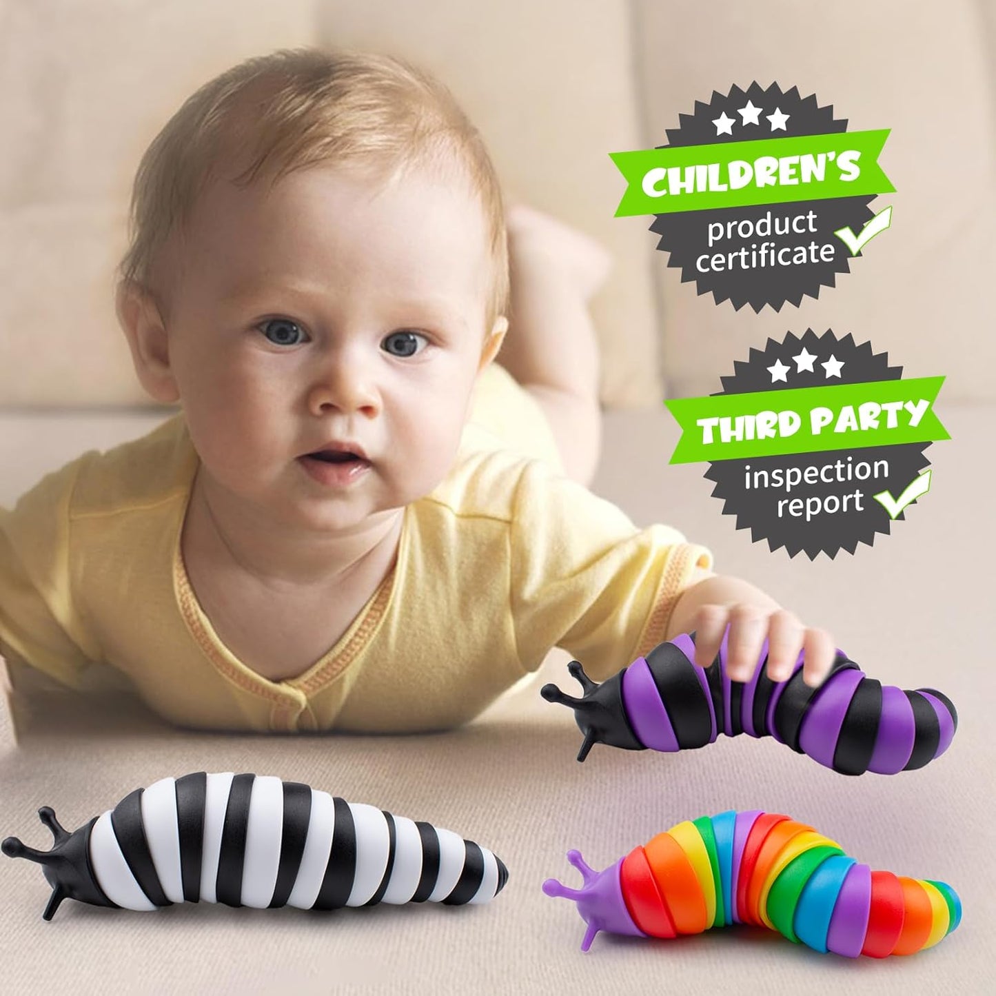 Cevioce 3 PCS Fidget Toys Slug for Adults & Kids Sensory Toys for Kids 8-12 Colorful Autism Toys
