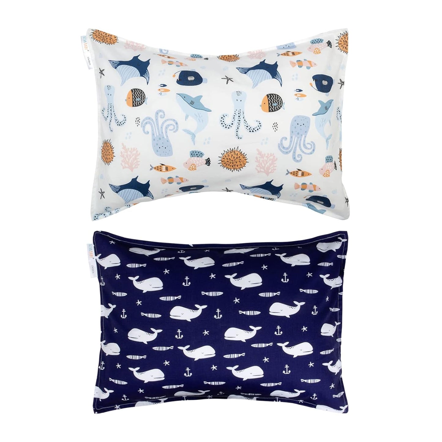 ALVABABY Toddler Pillowcases 2 Pack Organic Cotton Kids Pillow Cover Fit 13"x 18" or 12"x16"