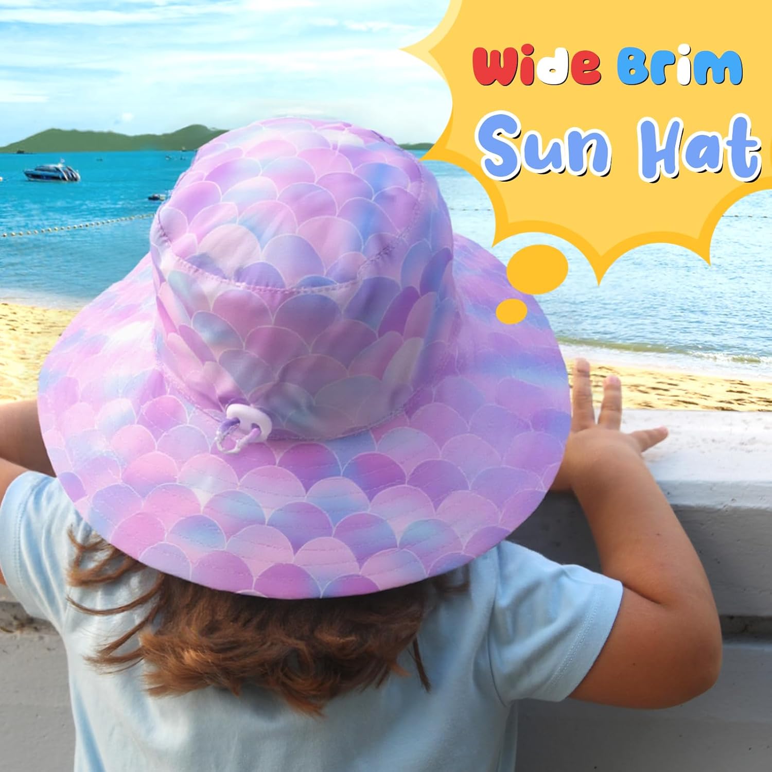 Baby Sun Hat Kids Summer UPF 50+ Toddler Bucket Hat Wide Brim Adjustable Beach Hats for Boys Girls