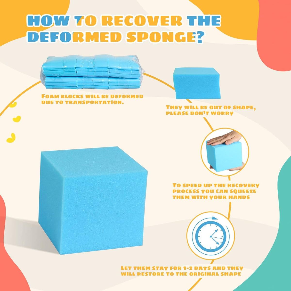 Foam Pit Cubes - 24 PCS 5 Inches Gymnastics Foam Blocks Trampoline Blocks, Multi-Sport Protective