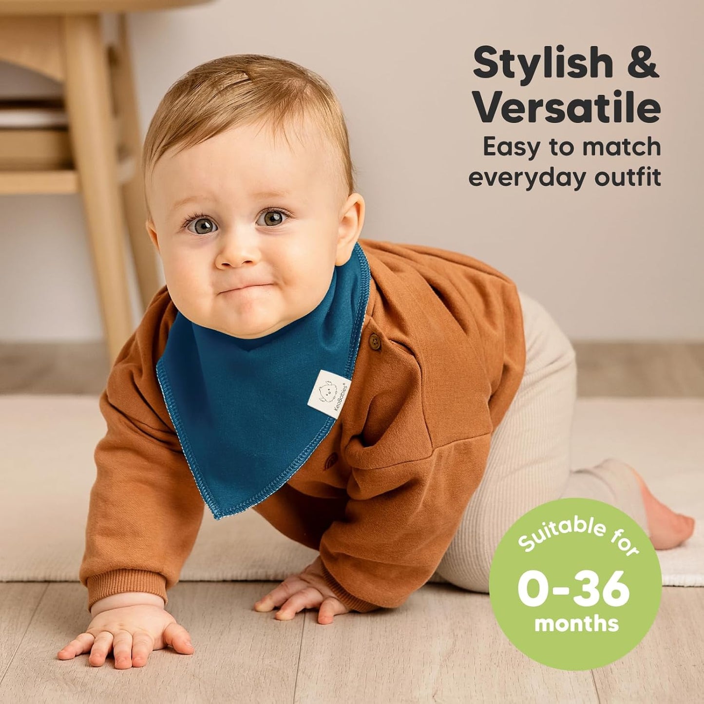 8-Pack Organic Baby Bandana Bibs for Boys, Girls - Super Absorbent Triangle Baby Bibs for Drooling