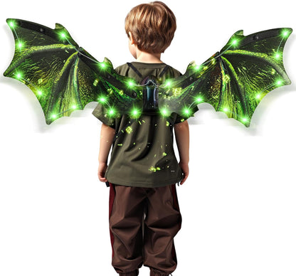 Toddler Electric Dragon Wings, Kids Dinosaur Costume Wings with LED Light & Music, Halloween Dino
