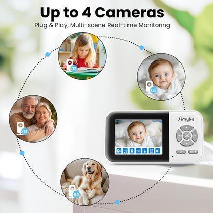2Cameras Video Baby Monitor,Two Mode,2.8'' IPS Display Screen,Night Vision,2-Way Talk,1200ft Long