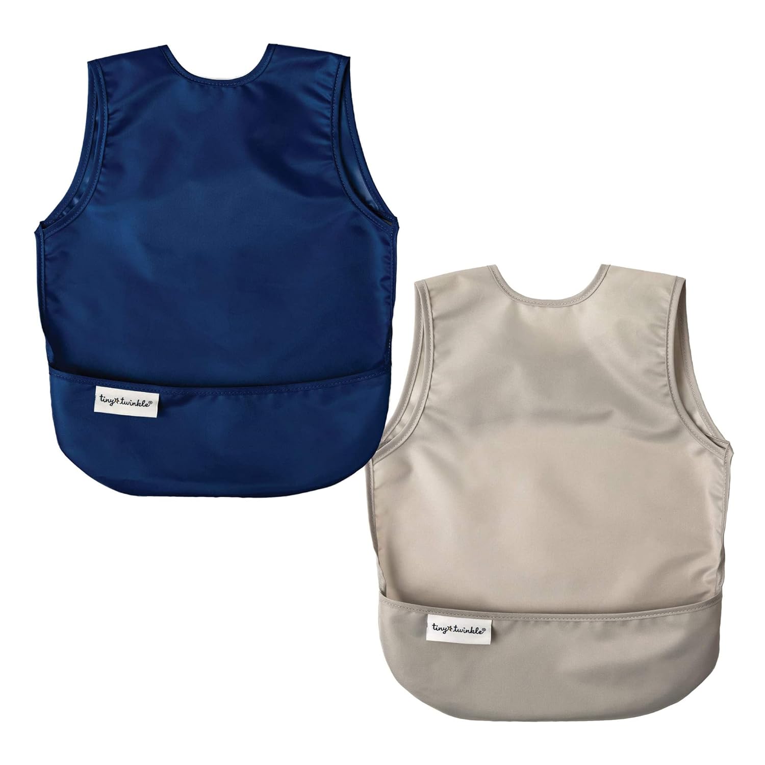 Tiny Twinkle Mess Proof Apron Bibs - 2 Pack Waterproof & Lightweight Baby Bibs for Led Weaning |