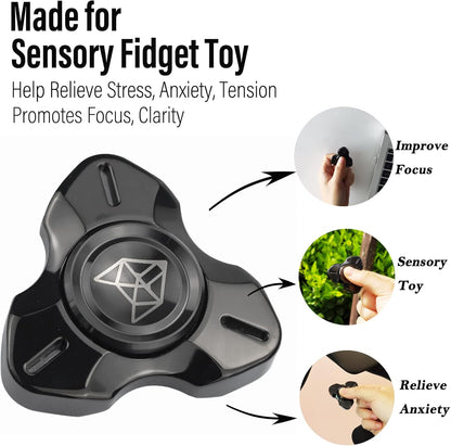 FREELOVE Metal Fidget Spinner, Stainless Steel Heavy, Long Spinning Toys, Cool Silent, Small Mini