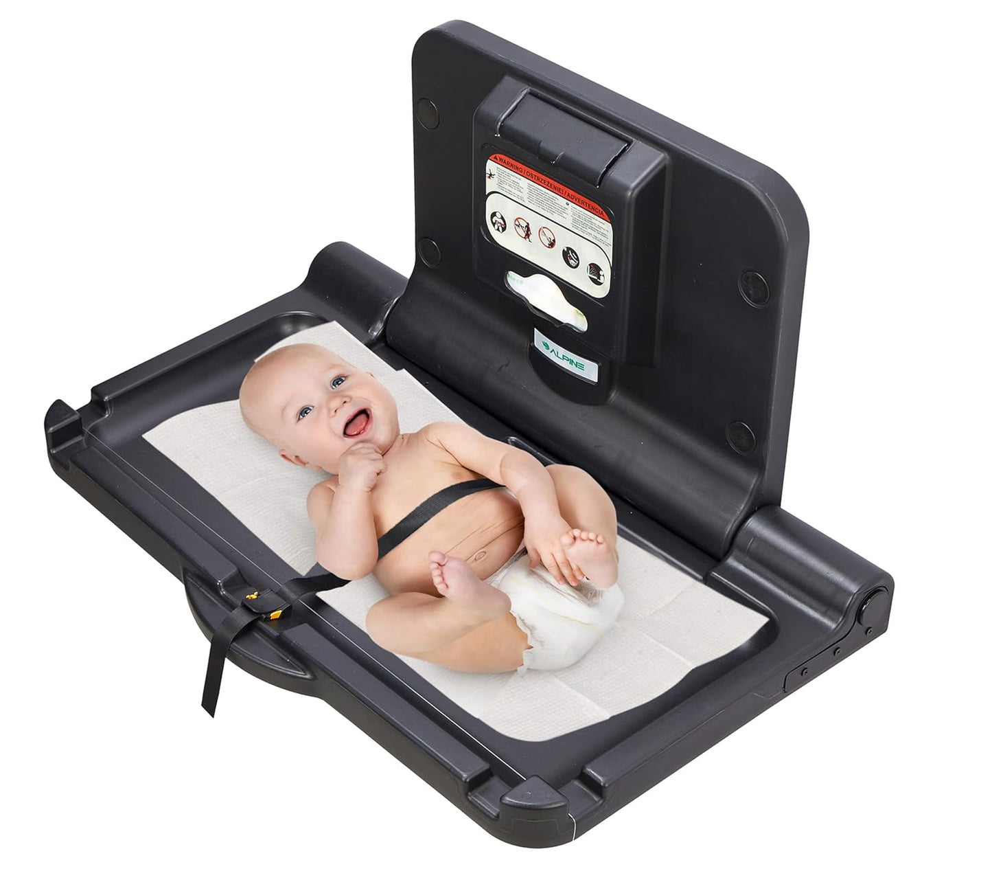 Alpine Wall Mounted Baby Changing Station - Horizontal Baby Changing Table Foldable Diaper Tables