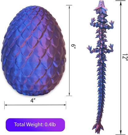 Dragon Egg, Easter Egg with Pet Dragon, 3D Printed Dragon, Crystal Dragon Fidget Toy, Articulated