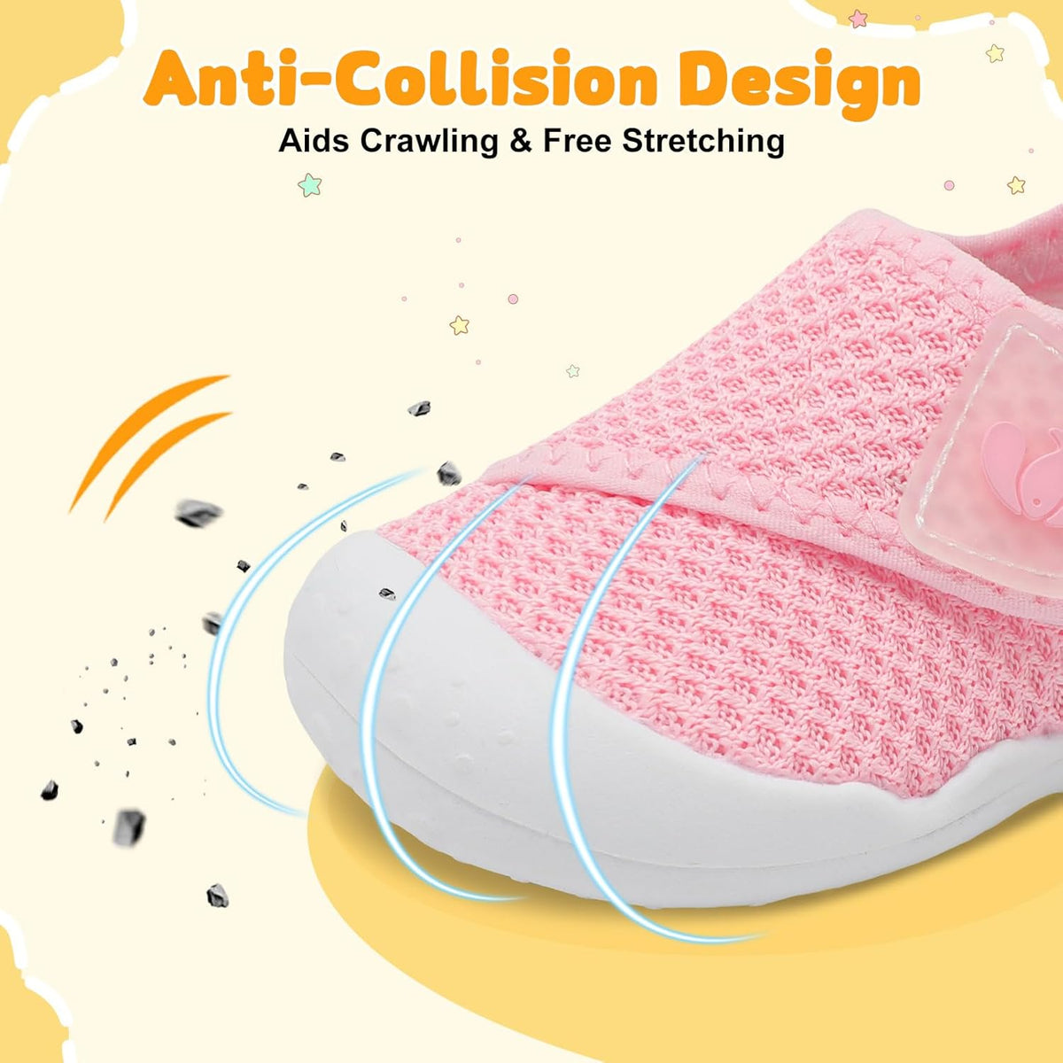 FEETCITY Baby First Walking Shoes Wide Baby Shoes Infant Sneakers Newborn Crib Shoe Barefoot