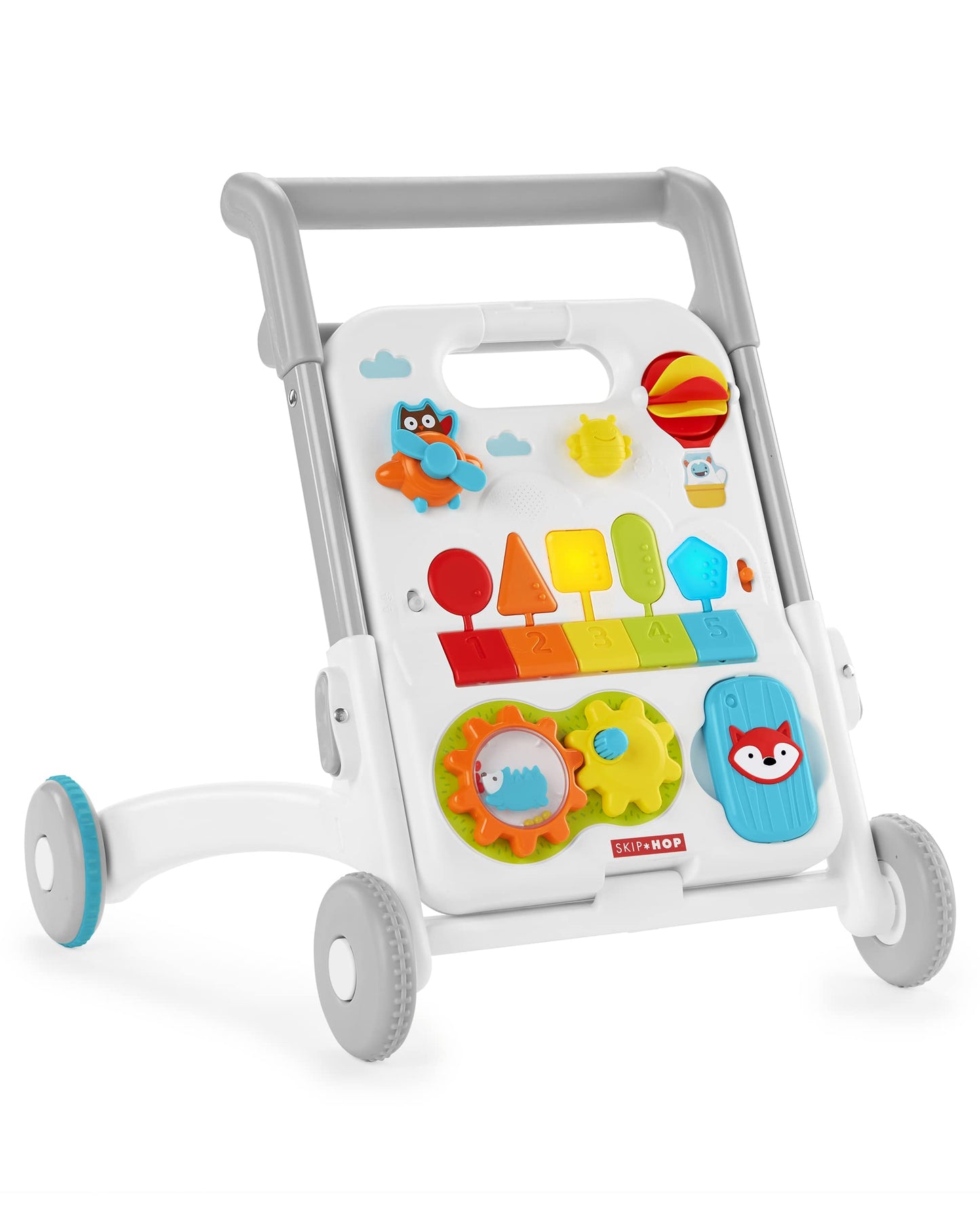 Skip Hop Baby Walker 4-in-1 Sit to Stand Convertible Light Up Walker with 40+ Activities Explore &