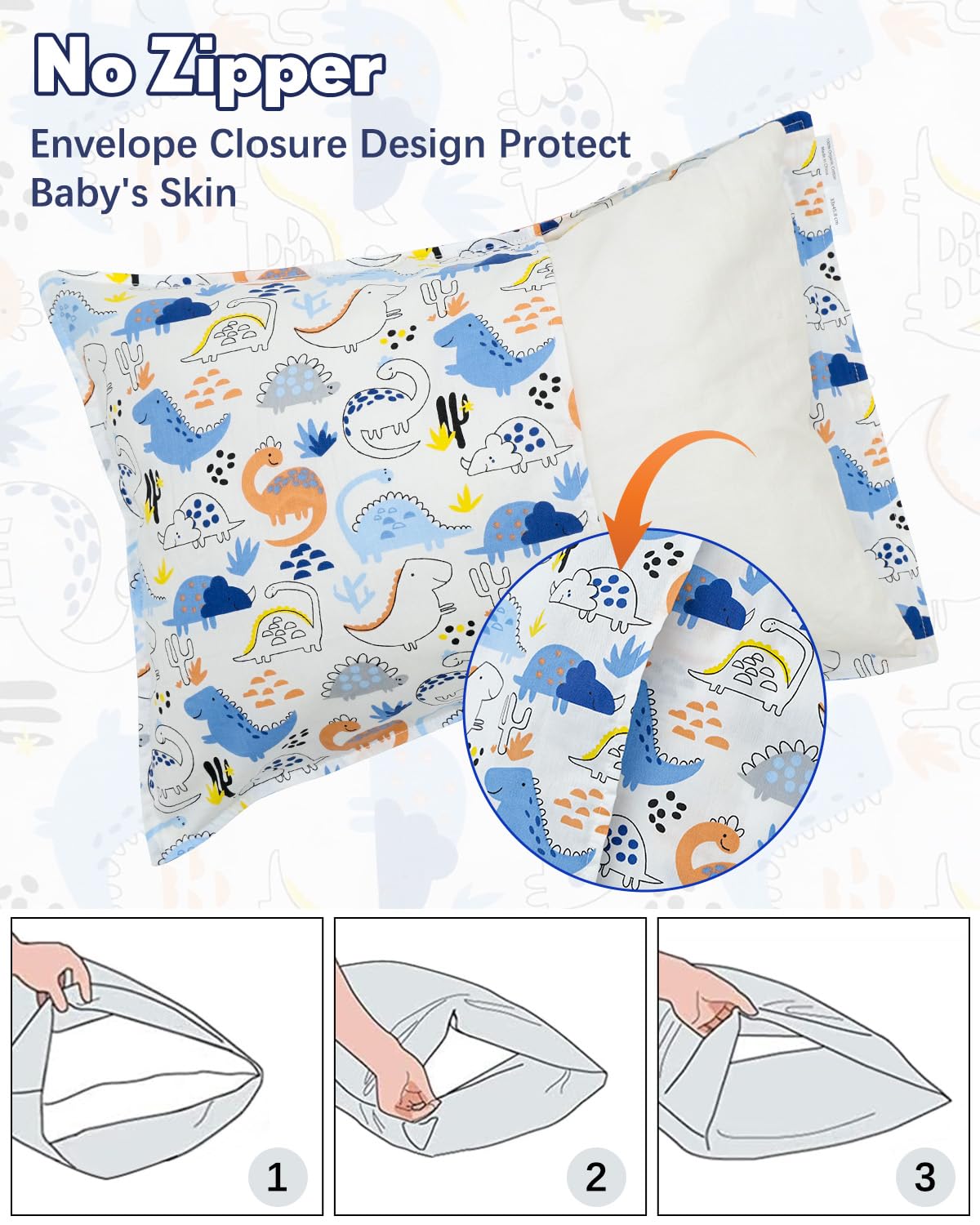ALVABABY Toddler Pillowcases 2 Pack Organic Cotton Kids Pillow Cover Fit 13"x 18" or 12"x19"