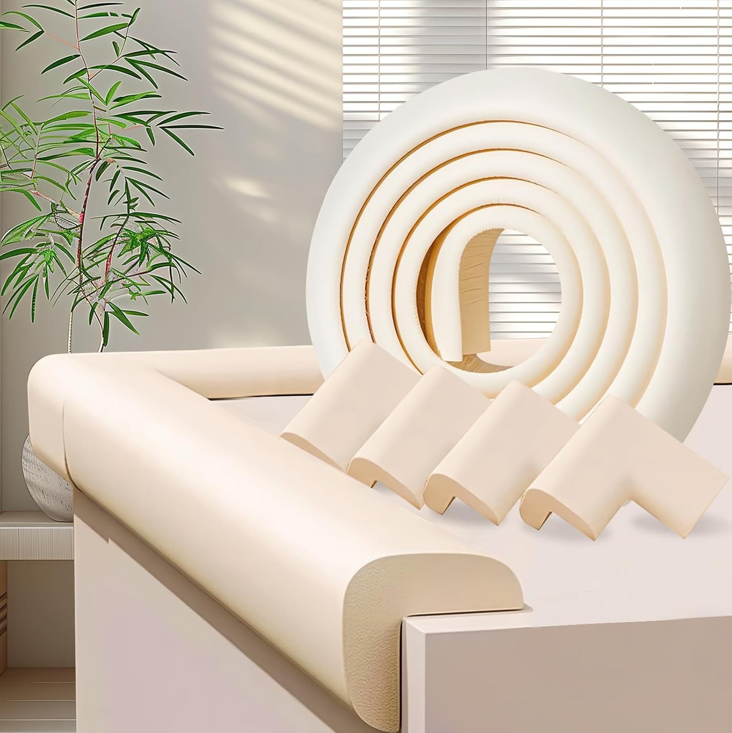 Baby Proofing Edge Corner Protector,1Roll L-Shape Soft Cabinet Door Bumper Corner Strip,4 Furniture
