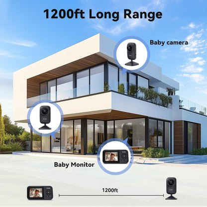 Baby Monitor with Camera and Audio, Video Baby Monitor WiFi Night Vision, 2.8" LCD Screen Baby
