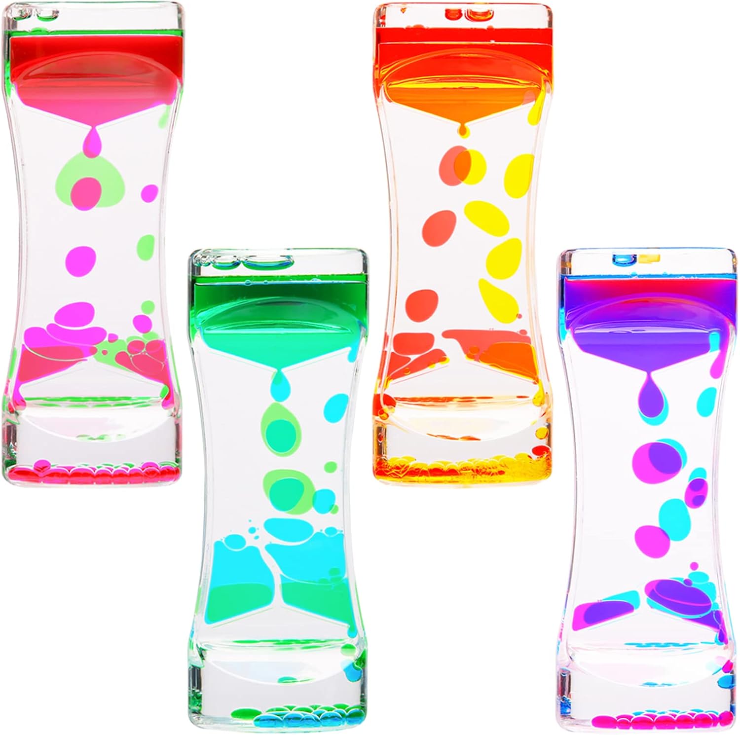 Liquid Motion Bubbler, 4 Pack Stress Management Sensory Toys, Relief Fidget Bubbler,Relaxing Water