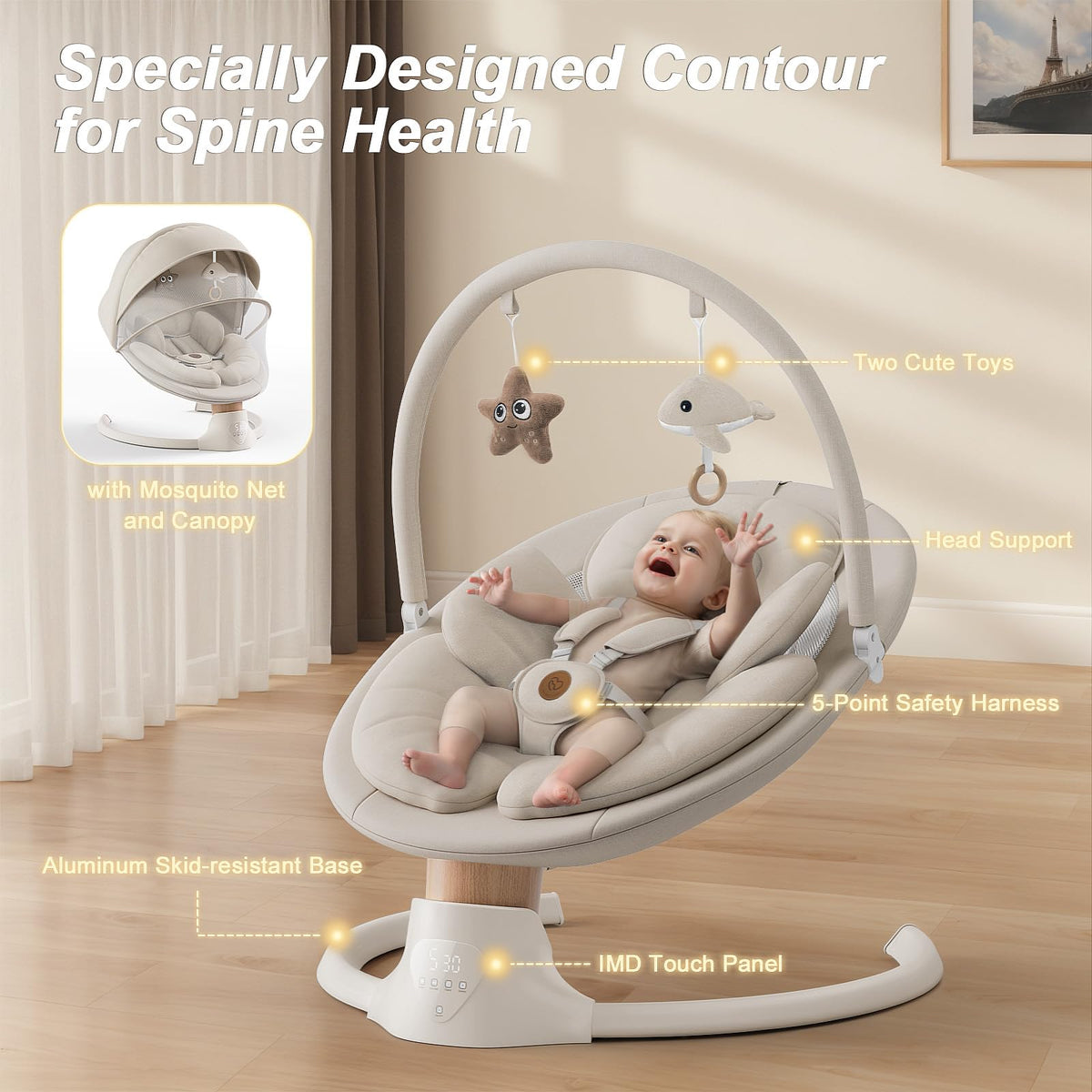 Baby Swings for Infants, FasonBaby Electric Baby Swing with Bluetooth Music