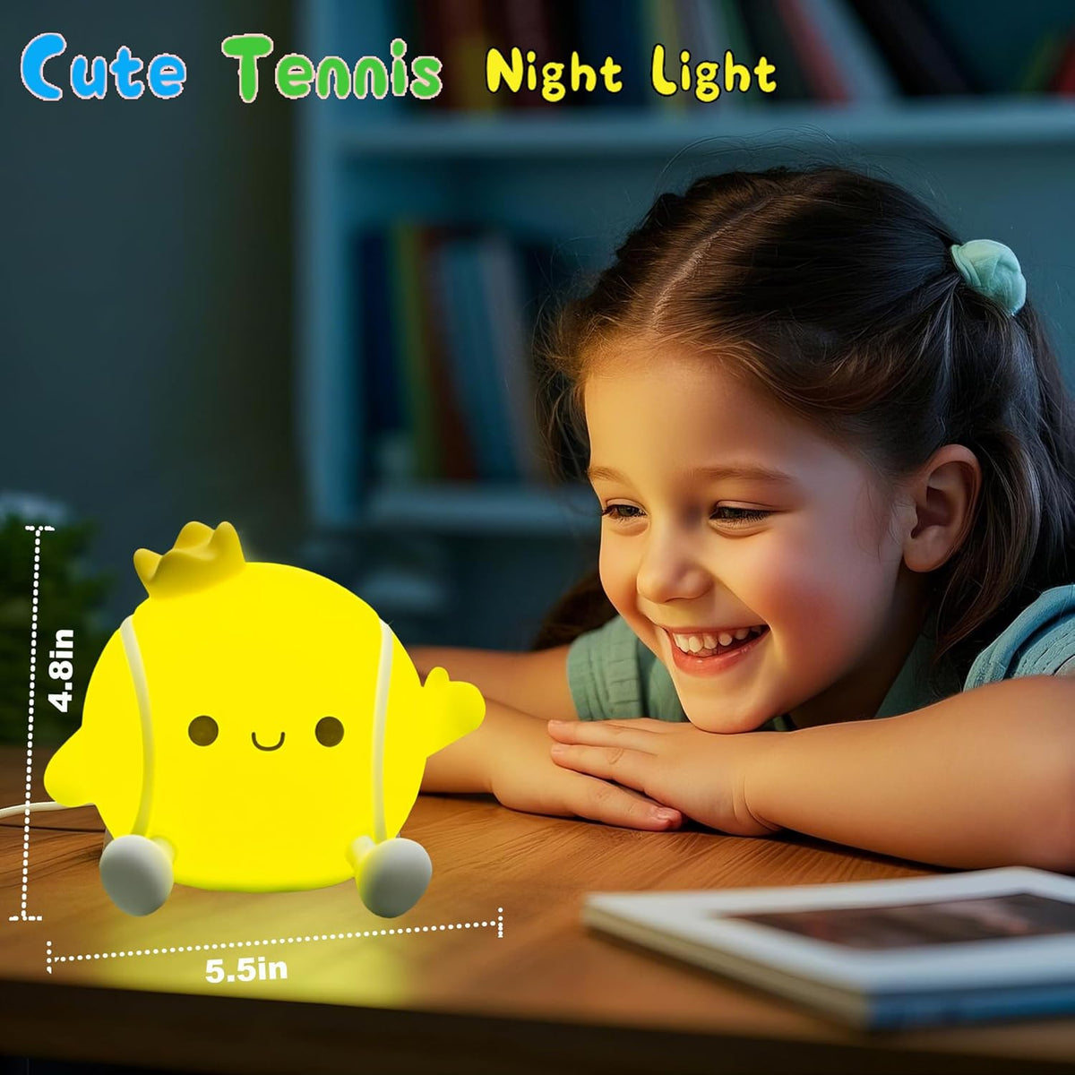 DREAMING MY DREAM Tennis Night Light,LED Squishy Novelty Night Lamp,2 Levels Dimmable Nursery