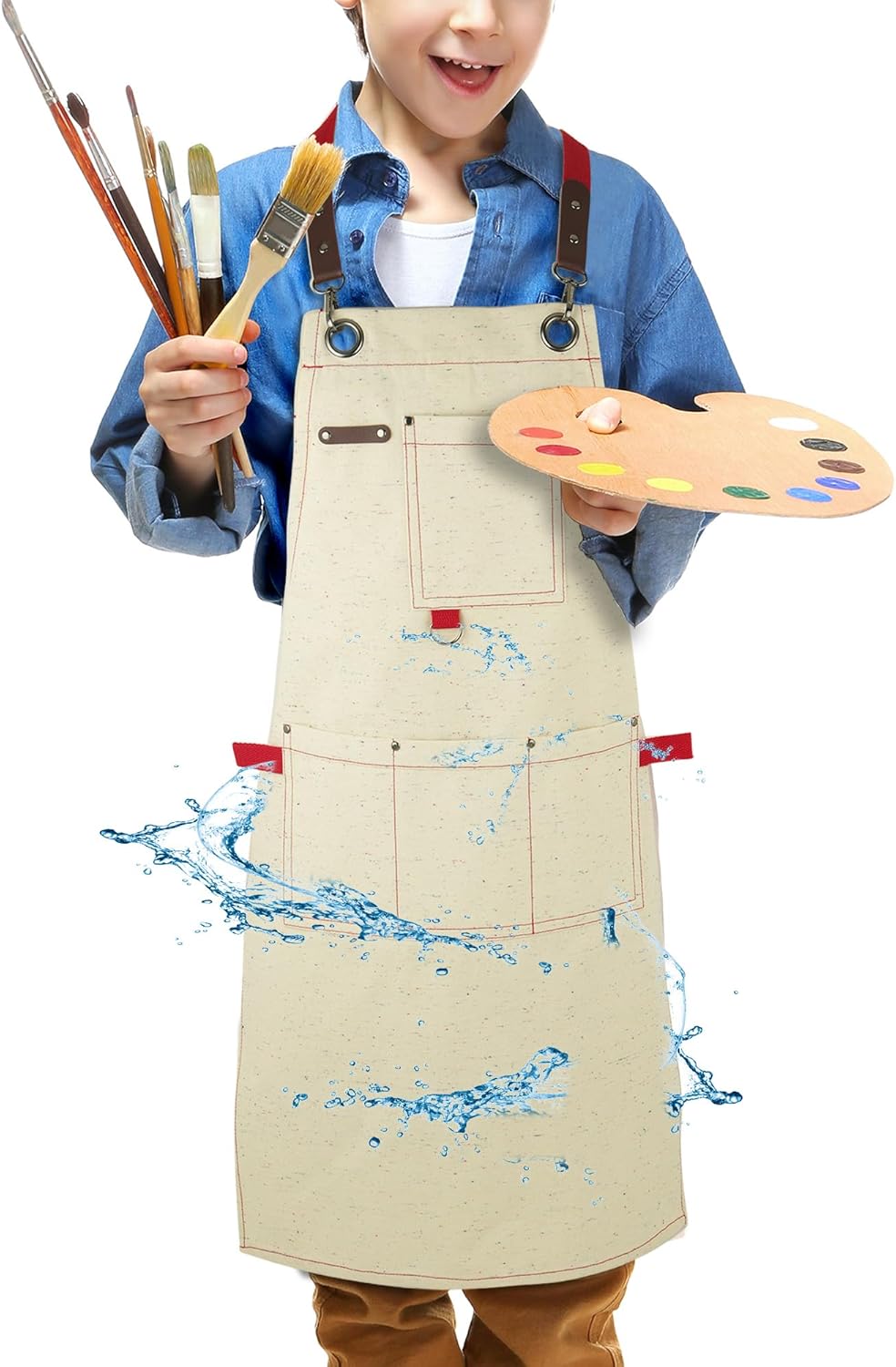 Kids Art Aprons for Painting, Gardening, Cooking, Multiple Pockets, Kids Smock for Boys & Girls