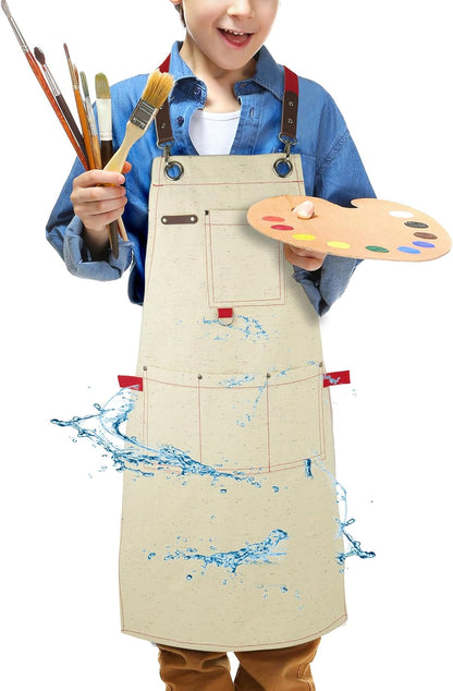 Kids Art Aprons for Painting, Gardening, Cooking, Multiple Pockets, Kids Smock for Boys & Girls