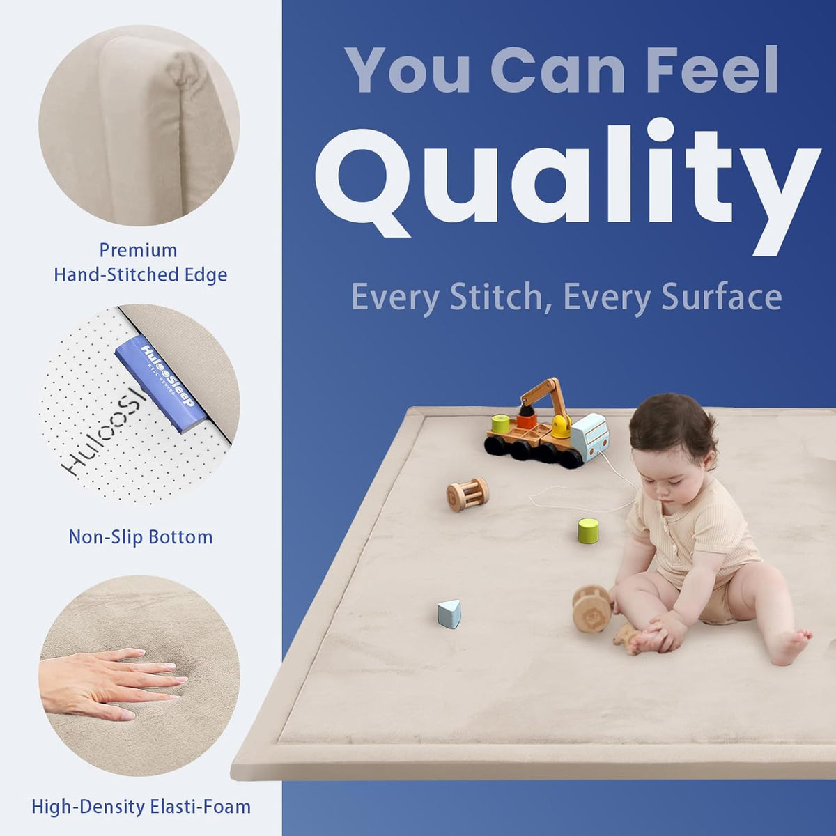 Baby Play Mat for Floor,1.3" Thick Memory foam Tummy Time Mat,Soft Coral Velvet Nursery Rug,Extra