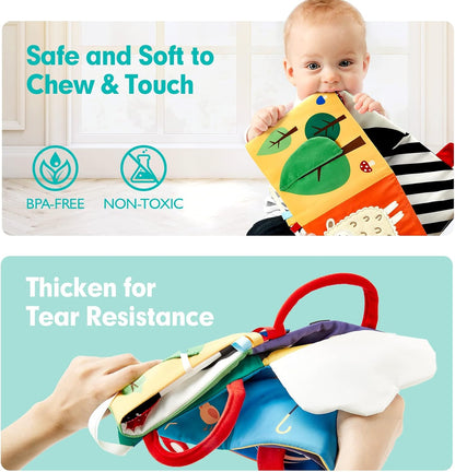 hahaland Baby Toys 0-6 Months - High Contrast Newborn Toys - Baby Tummy Time Books 0-6 Months with