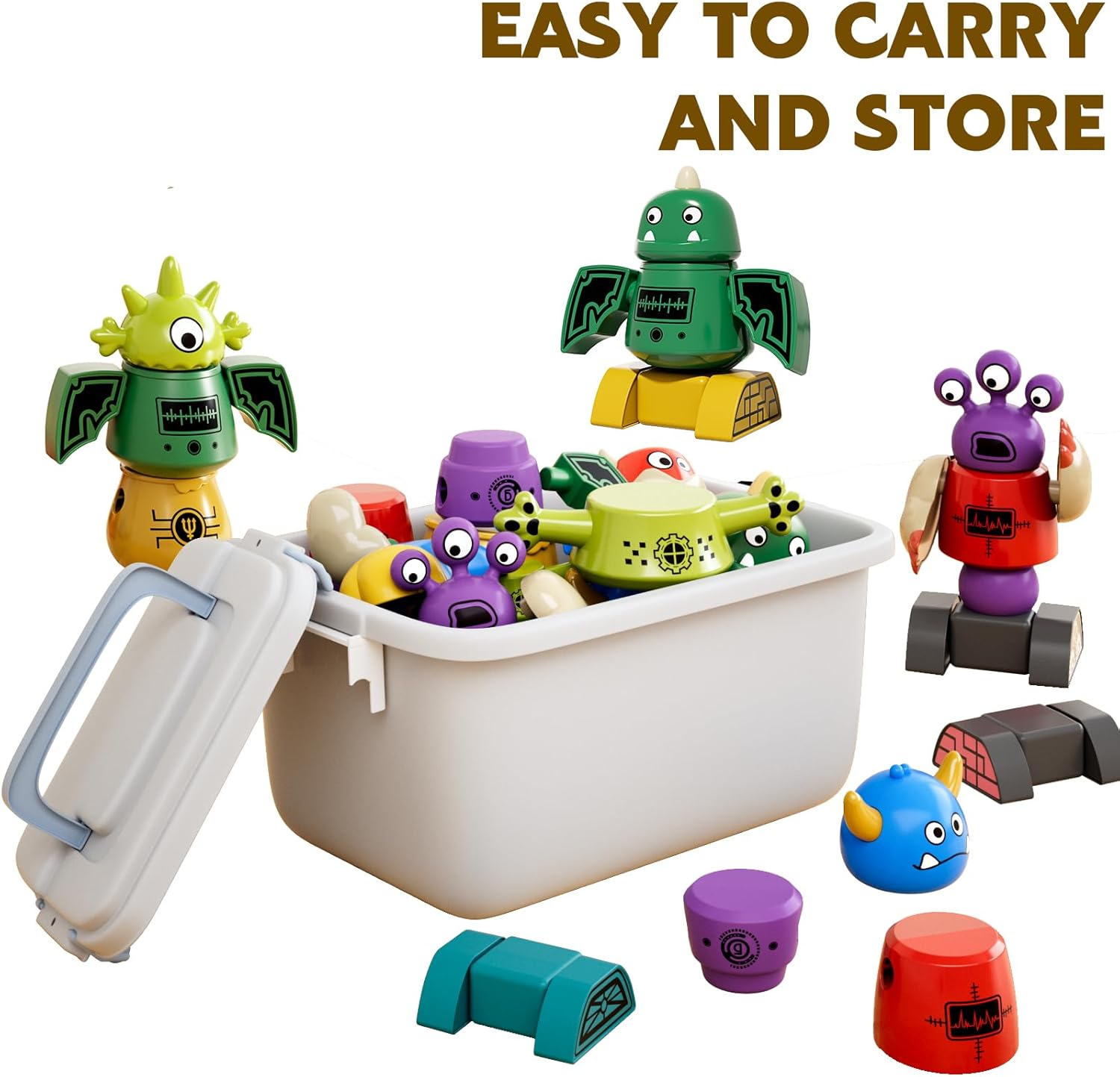 TEMI Magnet Robot Toy for Kids 3-5 Years Old - Monster Magnet Toys Stacking Transform Toys with