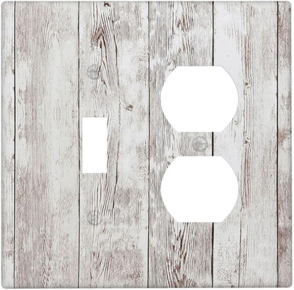 Wallplates Rustic Vintage White Wood Grain 1 Toggle 1 Duplex Switch Plate Electrical GFCI Faceplate