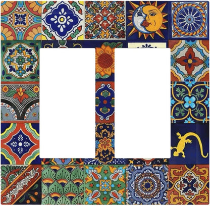 Talavera Mexican Tiles Traditional Color Decoration Print Decorative Outlet Covers 2 Gang Double
