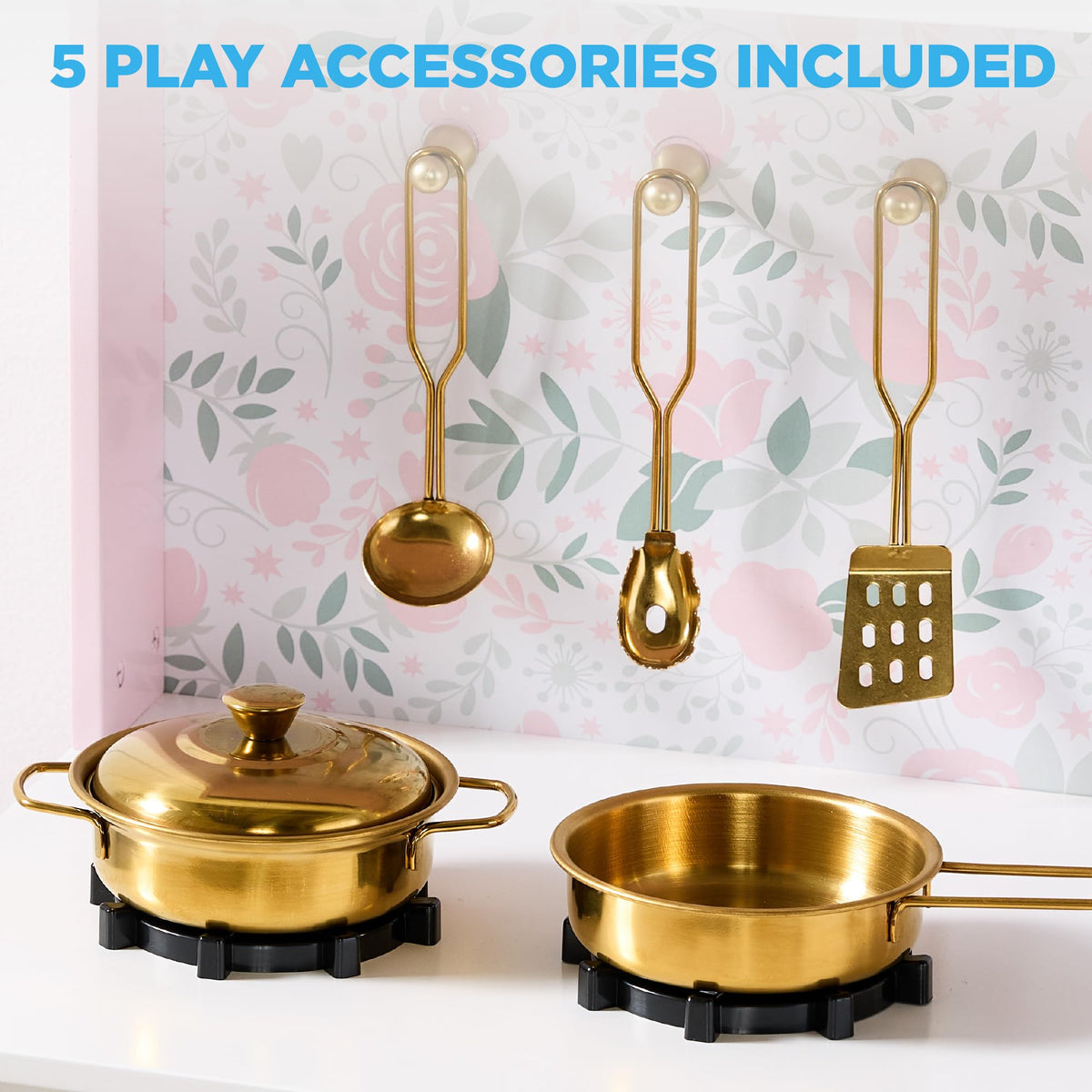 Best Choice Products Toddler Kitchen Playset, Wooden Cottage Kids Play Kitchen with 5 Accessories