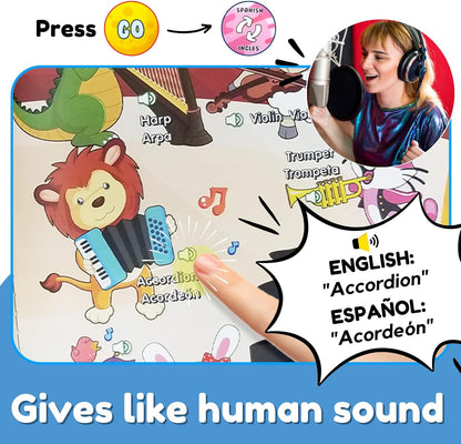 ZEENKIND Spanish & English Talking Learning Book for Kids 2 3 4 5 6 Years Old, 420 Words Toddler