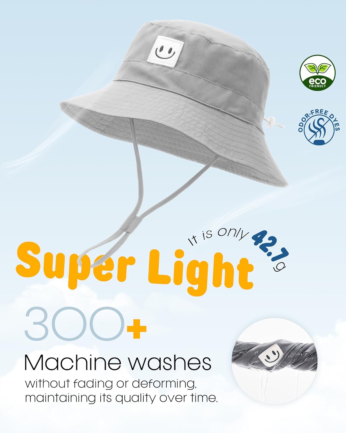 FURTALK Baby Sun Hat Smile Face Toddler Boys Girls Bucket Hat 0-5 Years Kids UPF 50+ Sun Protection
