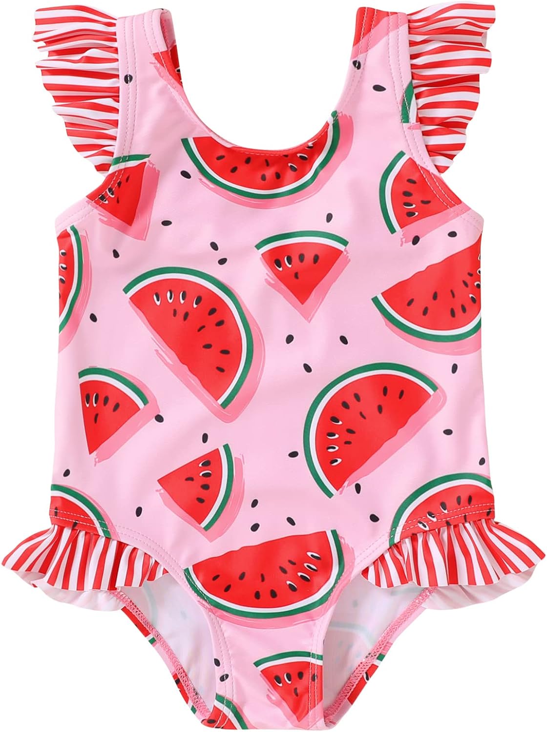 Tiny Cutey Toddler Girl Swimsuit Ruffled Stripe Sleeveless Swimwear One-Piece Baby Girl Bathing