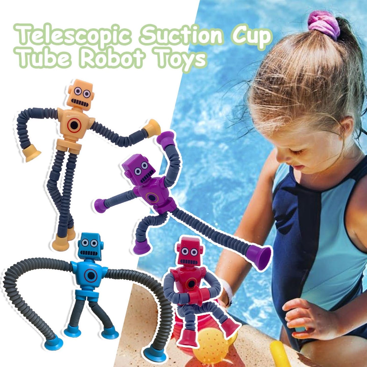 Pop Tubes Robot Fidget Toys 12 Packs Telescopic Suction Cup Stretchy Robots Toys Autism Sensory