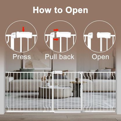 WAOWAO Baby Gate 85.83-95.25" Extra Wide Pressure Mounted Walk Through Swing Auto Close Safety