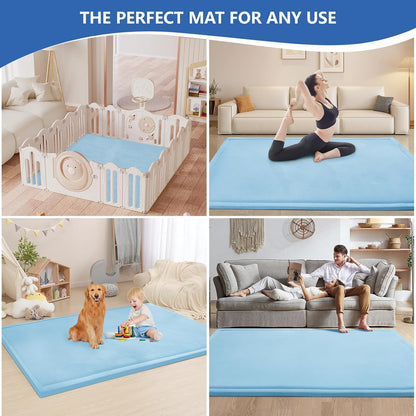 Baby Play Mat for Floor,1.3" Thick Memory foam Tummy Time Mat for