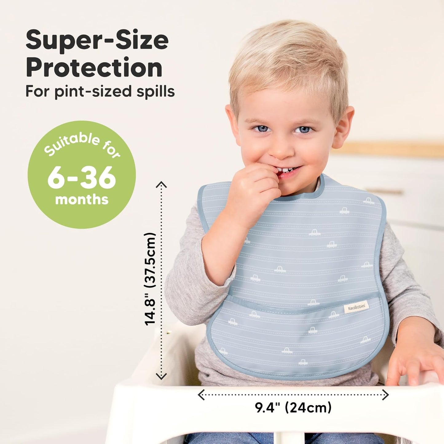 3-Pack Waterproof Baby Bibs for Eating - Lightweight Toddler Feeding Bibs with Large Food Catcher