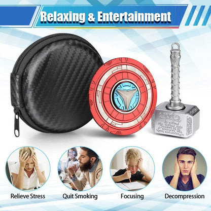 Thor's Hammer Fidget Spinner Toy, Metal 2 in 1 Mjolnir Hammer for Kids Adults, Shield Keychain