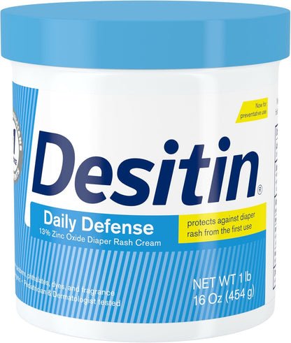 Desitin Daily Defense Baby Diaper Rash Cream with 13% Zinc Oxide, Barrier Cream to Treat, Relieve &