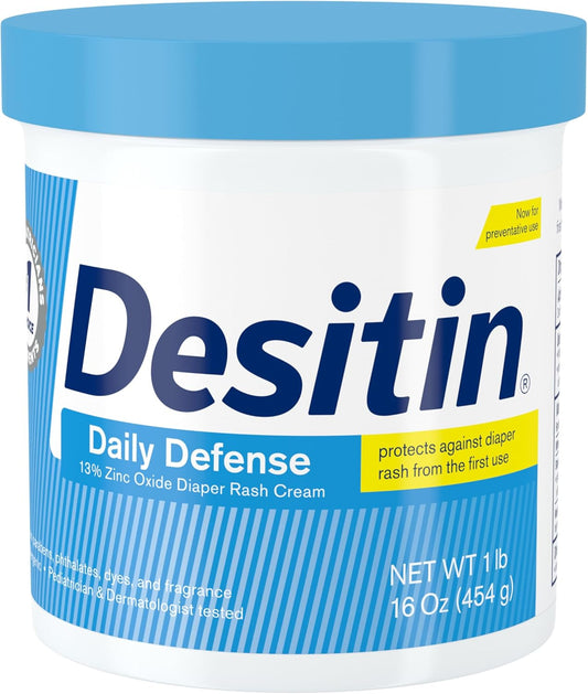 Desitin Daily Defense Baby Diaper Rash Cream with 13% Zinc Oxide, Barrier Cream to Treat, Relieve &